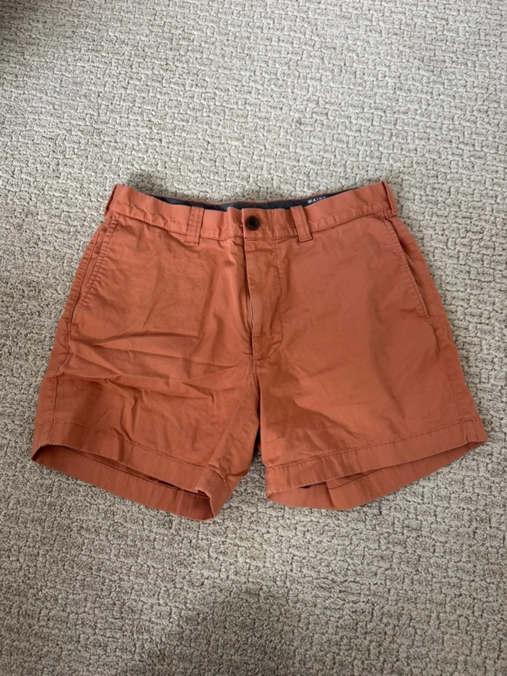 J. Crew Men’s Flat Front Shorts in Rust Orange